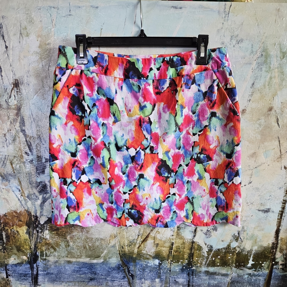 Patchington Scallop Hem Pull-On  Scort Watercolor Floral W's Sz 10